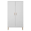 Armoire Avec Penderie Et étagères Finition Blanc Mat Et Bois L100 Cm ELIAS 14