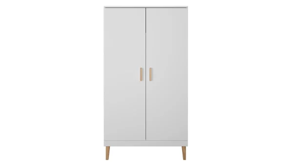 Armoire Avec Penderie Et étagères Finition Blanc Mat Et Bois L100 Cm ELIAS 1