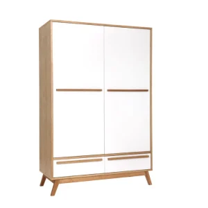 Armoire Design Avec Penderie Finition Bois Clair Et Blanc Mat L120 Cm HELIA mode tendance 10