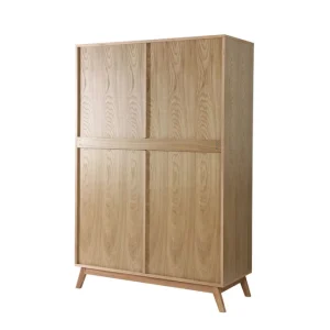 Armoire Design Avec Penderie Finition Bois Clair Et Blanc Mat L120 Cm HELIA mode tendance 14