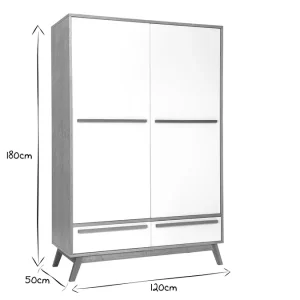 Armoire Design Avec Penderie Finition Bois Clair Et Blanc Mat L120 Cm HELIA mode tendance 16