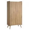 Armoire Scandinave Avec Penderie Et étagères Finition Bois Chêne L101 Cm MOA 16