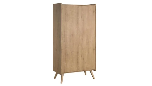 Armoire Scandinave Avec Penderie Et étagères Finition Bois Chêne L101 Cm MOA 1