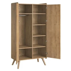 Armoire Scandinave Avec Penderie Et étagères Finition Bois Chêne L101 Cm MOA 8