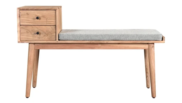 Banc D’entrée Avec Rangement Bois Massif 2 Tiroirs L110 Cm ALTY beauté 1