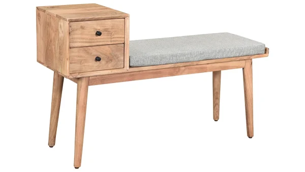 Banc D’entrée Avec Rangement Bois Massif 2 Tiroirs L110 Cm ALTY beauté 3