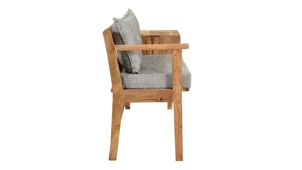 Banc D’entrée Avec Rangement Bois Massif Et Tissu Gris Chiné L115 Cm MENDOZA soldes officiel 4