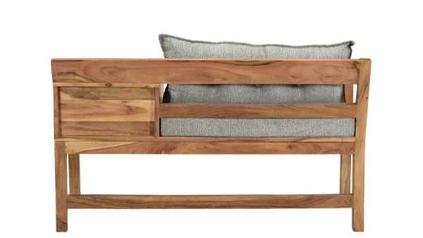 Banc D’entrée Avec Rangement Bois Massif Et Tissu Gris Chiné L115 Cm MENDOZA soldes officiel 5