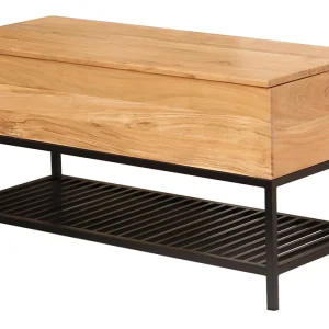 Banc D’entrée Industriel Avec Coffre De Rangement Bois Massif Et Métal Noir L100 Cm SORG excellents soldes 13