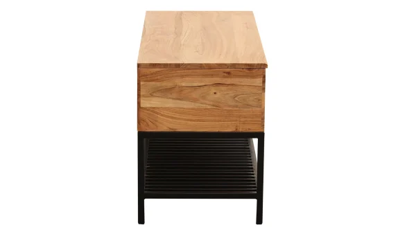 Banc D’entrée Industriel Avec Coffre De Rangement Bois Massif Et Métal Noir L100 Cm SORG excellents soldes 5