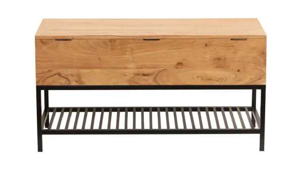 Banc D’entrée Industriel Avec Coffre De Rangement Bois Massif Et Métal Noir L100 Cm SORG pas cher en ligne 6