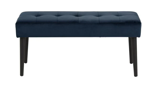 REMISE allant Banc Design En Tissu Velours Bleu Nuit Capitonné L95 Cm GUESTA 1