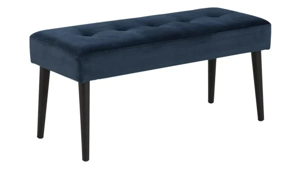 REMISE allant Banc Design En Tissu Velours Bleu Nuit Capitonné L95 Cm GUESTA 3