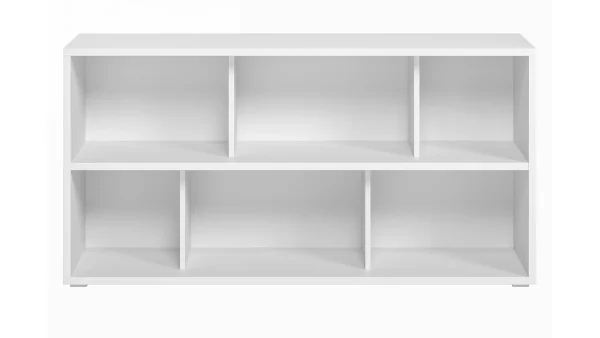 Bibliothèque Basse Finition Bois Blanc L140 Cm EPURE 1