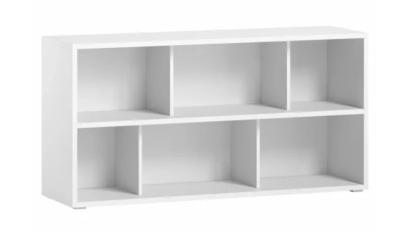 Bibliothèque Basse Finition Bois Blanc L140 Cm EPURE 3