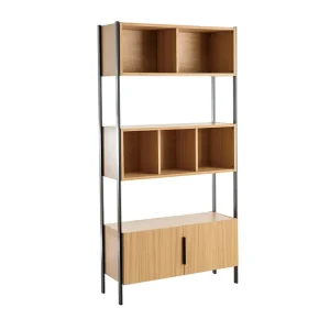 Bibliothèque En Bois Clair Chêne Et Métal Noir L98 Cm SILKA achetez pas cher 12