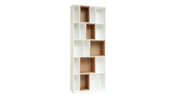 Bibliothèque Modulable Blanche Et Finition Bois Chêne L85 Cm JAZZ 4