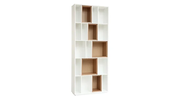 Bibliothèque Modulable Blanche Et Finition Bois Chêne L85 Cm JAZZ 5