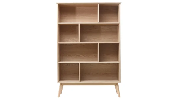 comparez les prix Bibliothèque Scandinave En Bois Chêne 8 Casiers L110 Cm INGRID 1