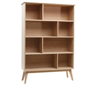 comparez les prix Bibliothèque Scandinave En Bois Chêne 8 Casiers L110 Cm INGRID 12