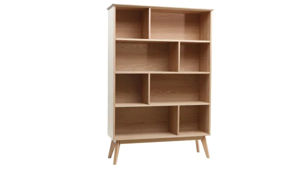 achat Bibliothèque Scandinave En Bois Chêne 8 Casiers L110 Cm INGRID 3