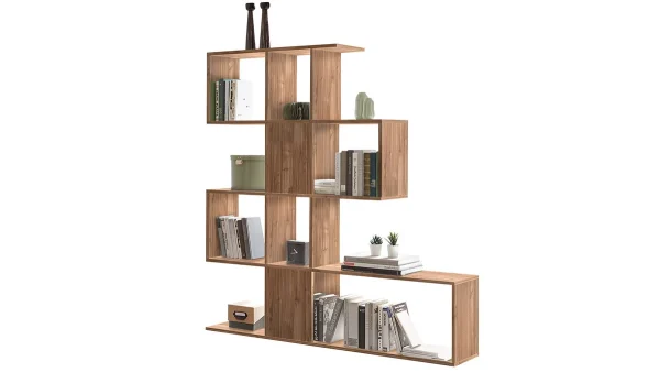 Bibliothèque Scandinave Séparateur Design Finition Chêne H147 Cm COMO 1