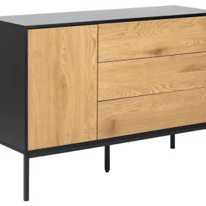 Buffet Bas Industriel Bois Et Métal Noir 1 Porte 3 Tiroirs L120 Cm TRESCA marque pas cher 13