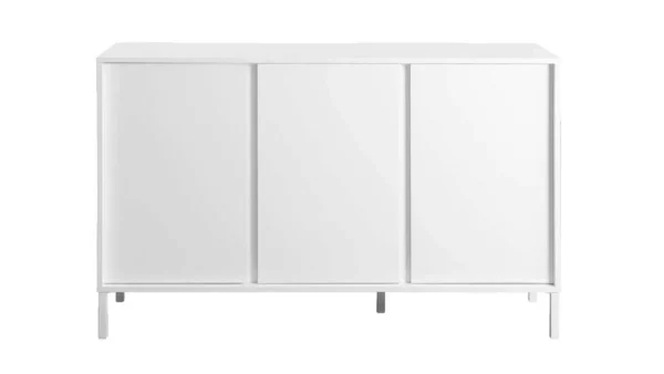 Buffet Design Blanc Laqué Et Métal Blanc 3 Portes L137 Cm MIKY 1