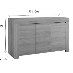 Buffet Design Bois Chêne 3 Portes L138 Cm TINO 22