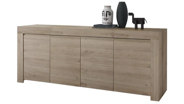 Buffet Design Finition Bois Chêne 4 Portes L210 Cm TINO 1