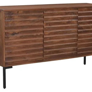 magasin paris Buffet En Bois Foncé Manguier Massif Et Métal Noir 3 Portes L140 Cm ONDA 14