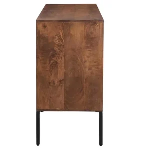 magasin paris Buffet En Bois Foncé Manguier Massif Et Métal Noir 3 Portes L140 Cm ONDA 16