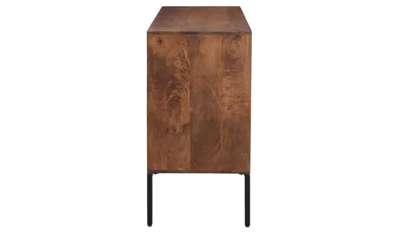 magasin paris Buffet En Bois Foncé Manguier Massif Et Métal Noir 3 Portes L140 Cm ONDA 5