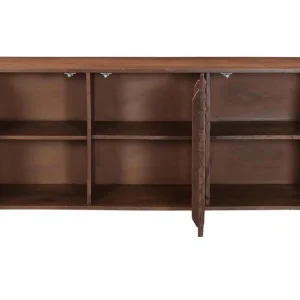 magasin paris Buffet En Bois Foncé Manguier Massif Et Métal Noir 3 Portes L140 Cm ONDA 12