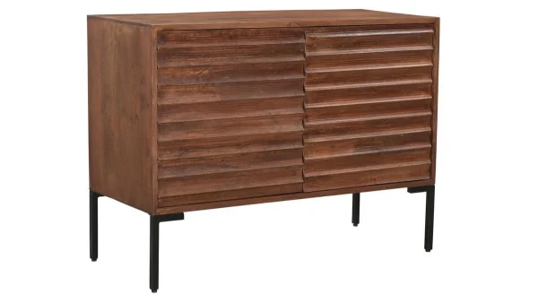 Buffet En Manguier Massif Foncé Et Métal Noir 2 Portes L100 Cm ONDA 3