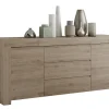 vente chaude Buffet Finition Bois Chêne 2 Portes 3 Tiroirs L184 Cm TINO 28