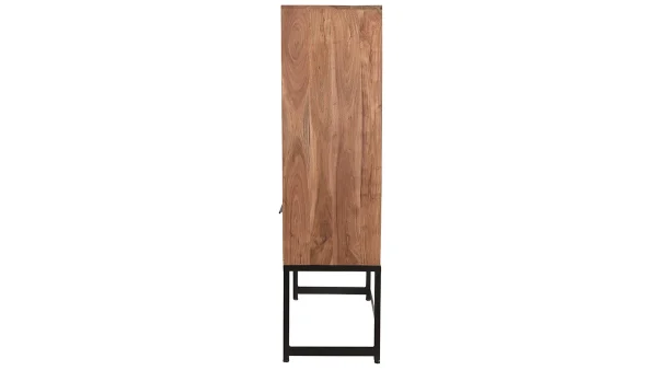 Buffet Haut En Bois Massif Et Métal Noir 1 Portes 2 Tiroirs L95 Cm STICK 4