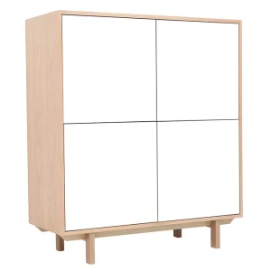 pas cher en ligne Buffet Haut Scandinave Bois Et Blanc 4 Portes L110 Cm SID 12