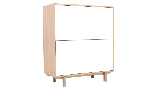 pas cher en ligne Buffet Haut Scandinave Bois Et Blanc 4 Portes L110 Cm SID 3