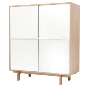 pas cher en ligne Buffet Haut Scandinave Bois Et Blanc 4 Portes L110 Cm SID 14