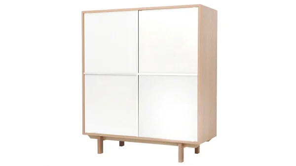 pas cher en ligne Buffet Haut Scandinave Bois Et Blanc 4 Portes L110 Cm SID 4