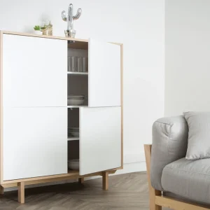 pas cher en ligne Buffet Haut Scandinave Bois Et Blanc 4 Portes L110 Cm SID 20