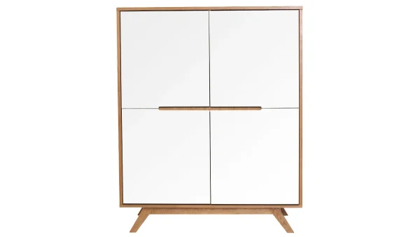 Buffet Haut Scandinave Bois Et Blanc L110 Cm HELIA 1