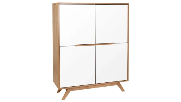 Buffet Haut Scandinave Bois Et Blanc L110 Cm HELIA 3