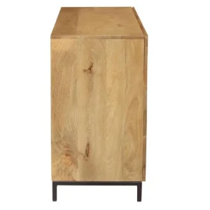 garantis authentique Buffet Industriel En Bois Manguier Massif Et Métal Noir 3 Portes L145 Cm YPSTER 9