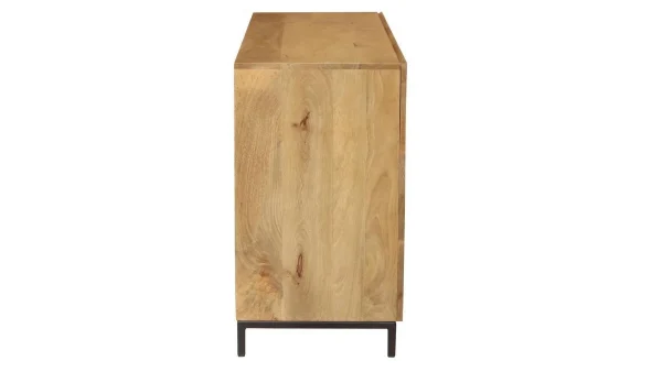 garantis authentique Buffet Industriel En Bois Manguier Massif Et Métal Noir 3 Portes L145 Cm YPSTER 3