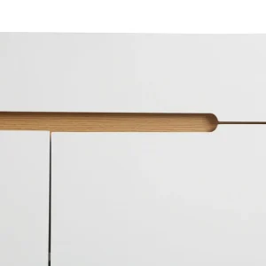 Buffet Scandinave Blanc Brillant Et Finition Bois L180cm MELKA 15