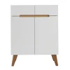 Buffet Scandinave Blanc Et Bois 2 Portes 2 Tiroirs L80cm MELKA 11