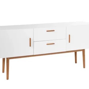 authentiques Buffet Scandinave Blanc Et Bois 2 Portes L160 Cm GILDA 13