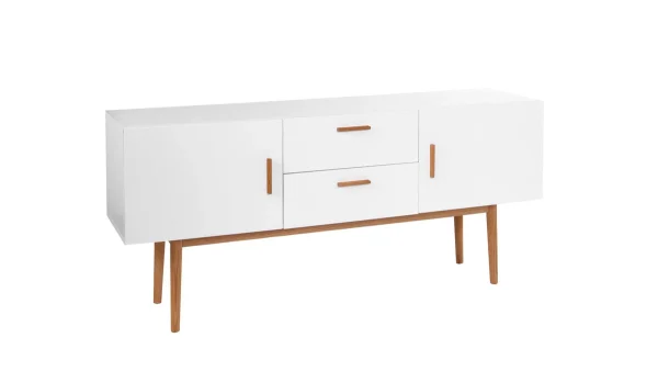 authentiques Buffet Scandinave Blanc Et Bois 2 Portes L160 Cm GILDA 3